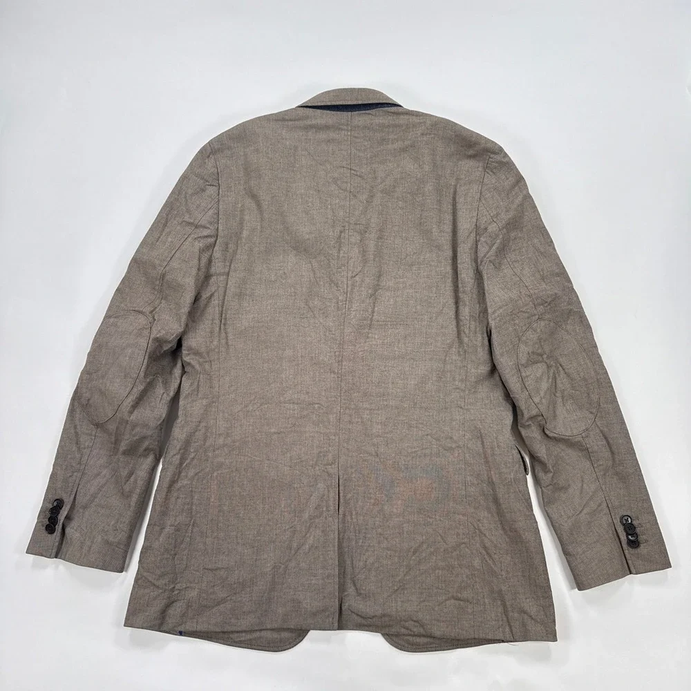 Banana Republic Mens Blazer 42L Brown Tailored Fit Elbow Patch Academic Cotton